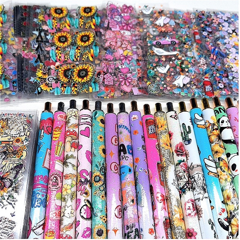 Wholesale Random Stickers 20/50/100pcs UV DTF Wraps & Cartoon Random Styles Pen Stickers for Crafts
